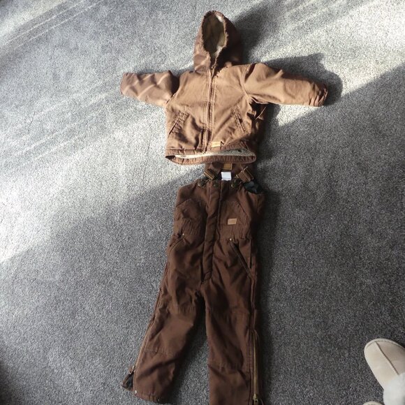 Little Kids Schmidt Workwear overalls & Coat brown warm sz 3 Toddler